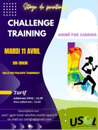 Stage Challenge Training le mardi 11 avril 2023